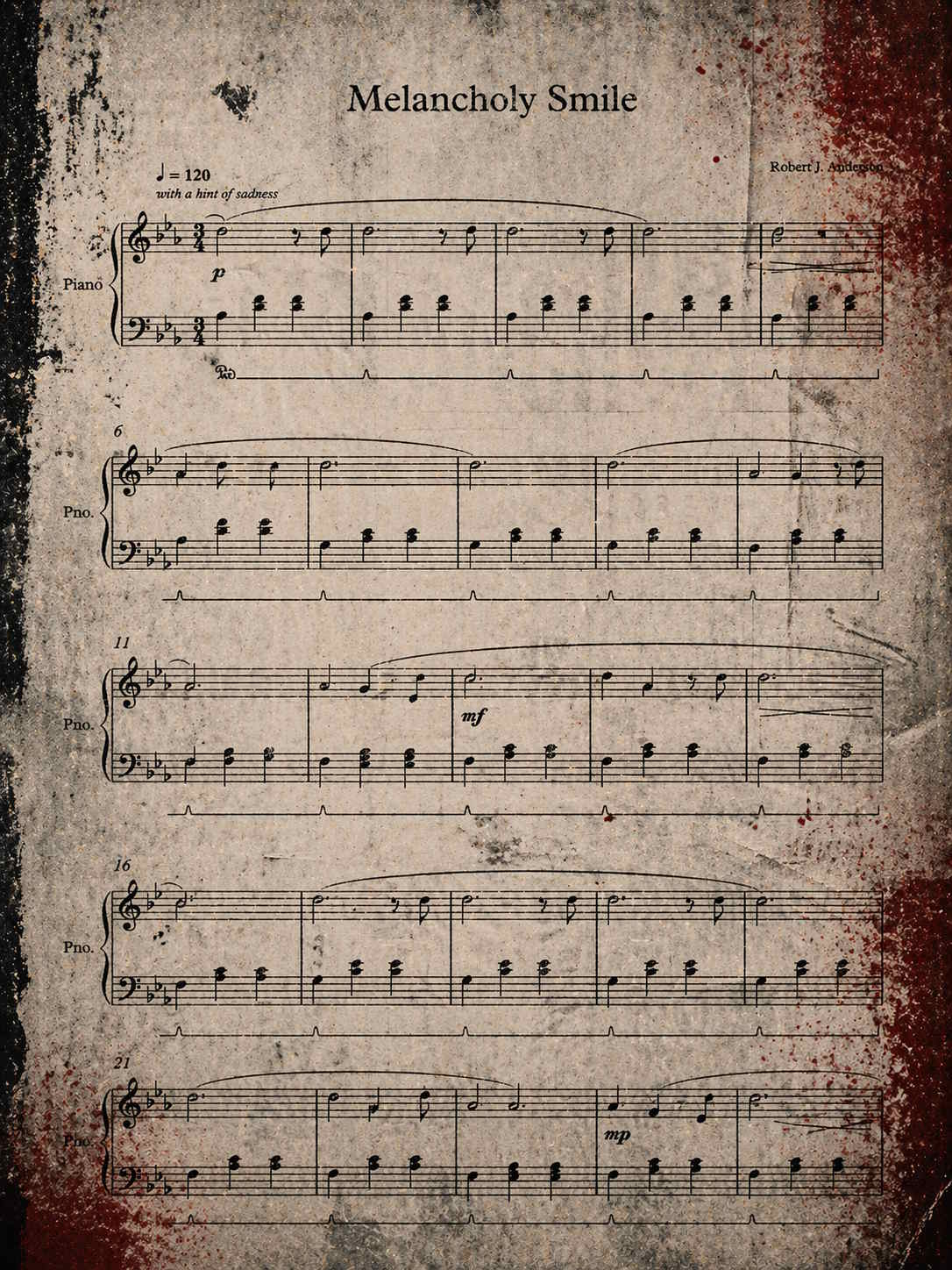 First page of Melancholy Smile sheet music from Melancholy Music for Children